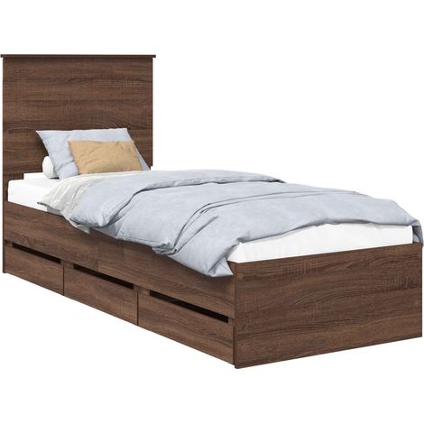 Maison Exclusive - Cadre de lit avec tiroir Chêne brun 75 x 190 cm Bois Ingénierie (1/5)