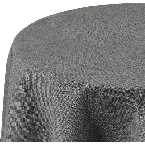 Tischdecke Leinenoptik 140 cm, wasserabweisend, abwaschbar, dunkelgrau, rund