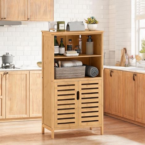 Armoire de rangement bois naturel en bambou 50 x 29 x 92 cm (1/5)