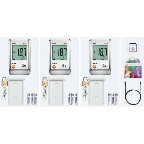 Testo – Enregistreur de données de température – Plage de mesure -35 à +55 °C – 3 enregistreurs avec logiciel et accessoires – Certifié HACCP