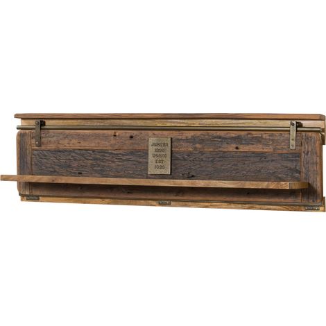 Wandregal Mango / Altholz natur lackiert 140x25x38 cm montiert RAILWAY LIMITED 189 (1/3)