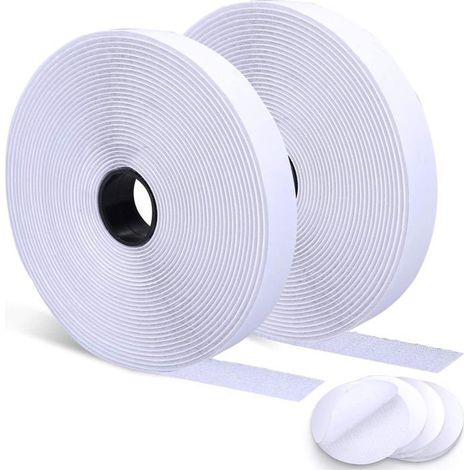 8M Scratch Autocollant Double Face, avec Extra 4 Paires Autocollant Rond, Pour Moustiquaires/Cadres Photos Installation, 20mm,
