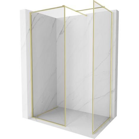 Mexen Kioto-F Duschwand Walk-in mit Rahmen 180 x 70 cm, transparent 8 mm, gebürstetes Gold - 800-180-202-04-55-070