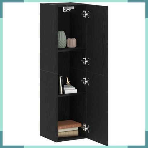 862572 Meuble TV mural Chêne noir 30,5 x 30 x 110 cm Bois d'ingénierie (1/5)