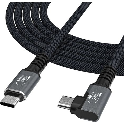 Câble coudé 4K USB-C Wozinsky WPS3-UY41S (40 Gb/s, 240 W, 1 m) - Noir (1/5)