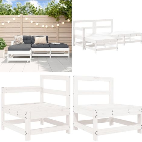 Juego de muebles de jardín 4 pzas madera maciza de pino blanco - Muebles de jardín - Sofás de jardín
