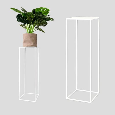 Soporte de pie para flores de metal blanco estilo loft, diseño moderno, L 25x25x77 (1/5)