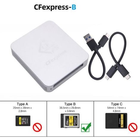 Lecteur De Carte CFexpress - USB 3.1 Gen 2 Type C 10 Gbps - Compatible CF Express Type B Et Type A - Pour Ordinateur Portable PC Mac iPhone Android - 1 Pièce
