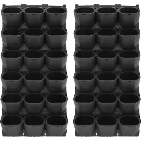 Jardinière murale 36 pots noir, pot de plantation suspendus vertical avec arrosage automatique, pour jardin, balcon, terrasse, intérieur et extérieur (1/5)