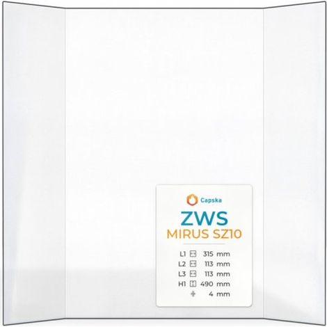 Vitre Zws MIRUS SZ 10 - Verre Prismatique pour poêle à bois - (113 + 315 + 113) x 490 mm (L2+L1+L3 x H1) - 4 mm