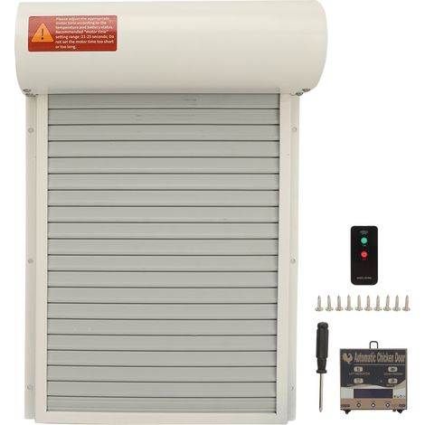 Poulailler automatique ouvre-porte batterie minuterie capteur lumineux télécommande écran LED manuel auto porte poulet blanc (1/5)