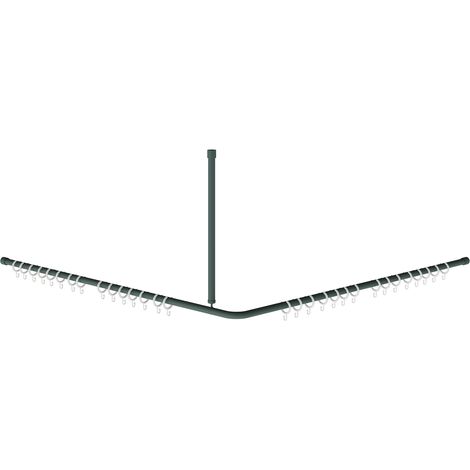 KWC AR Vorhangstange, MEDCARE, Edelstahl,  grau, 1500x600x1500 mm, Ringe weiß