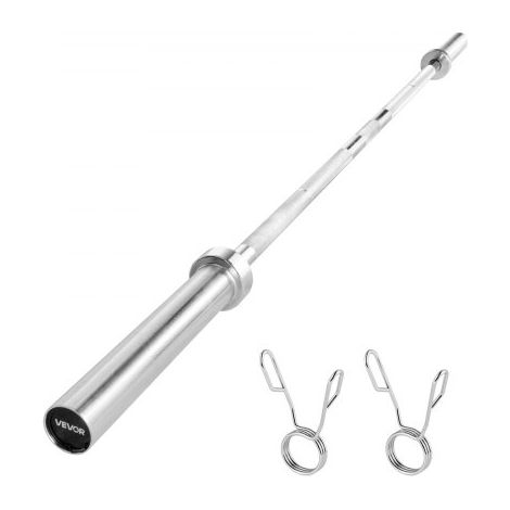 Barra de Pesas Cromada de 182 cm, con Mango Acanalado para Entrenamiento de Fuerza, Levantamiento de Pesas, Sentadillas, Peso Muerto, con Capacidad de Carga de 227 kg, 1830 x 70 x 70 mm (1/5)