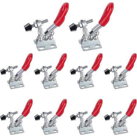 Lot de 10 pinces à genouillère de maintien pour le travail du bois, antidérapantes, rouges, pour outils à main, capacité de maintien élevée, pince à genouillère horizontale robuste, 201 lb (100 kg), f (1/5)