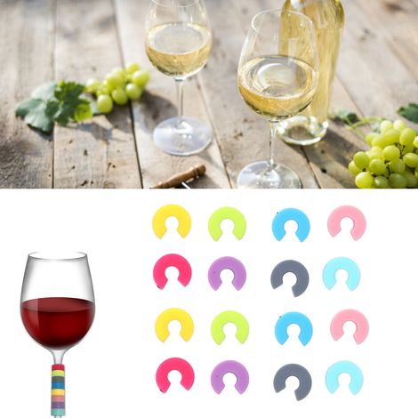 16 kreative Silikon-Schlaufenetiketten für Weingläser – ideal für Partys (1/5)