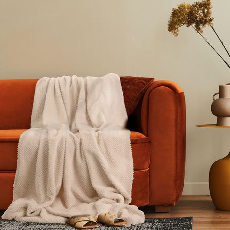 Paco Home Deko Wohnzimmer Decke Kuscheldecke Tagesdecke Boho Sofadecke Waschbar Flauschig Beige, 150x200cm
