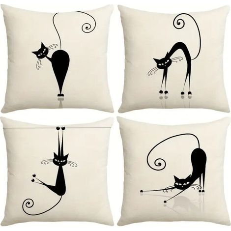 Decorative cushion covers 45x45 cm – Set of 4 with floral, marine life and tropical plant motifs, soft and durable fabric