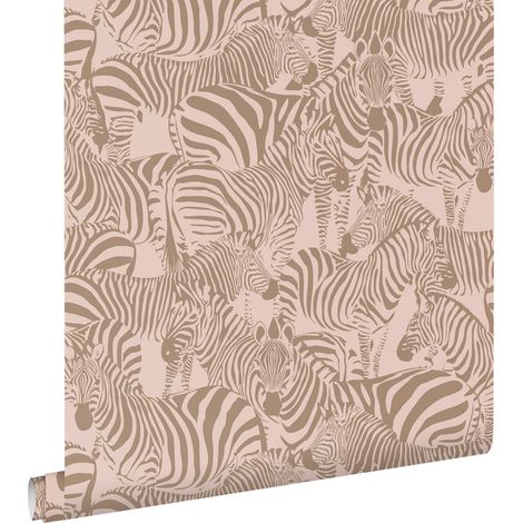 papier peint zèbres marron et rose - ESTAhome (1/5)