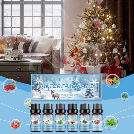 Winterliches Aromatherapie-Ölset – Luftbefeuchter, Duftende ätherische Öle, Erfrischt die Luft, Hält Innenräume im Winter warm – Aromatherapie-Ölset 60 ml (6 Fläschchen à 10 ml) -- BIEMMEDUE (1/5)