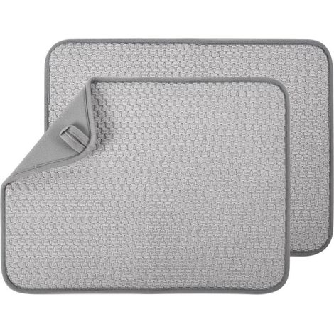 Lot de 2 tapis de séchage rapide en microfibre pour évier de salle de bain et comptoir de cuisine (1/4)