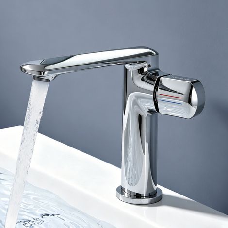 doporro Wasserhahn Bad, Waschtischarmatur mit Auslaufhöhe 156 mm, Vollkupfer Gehäuse & Keramikkartusche, Mischbatterie für Waschbecken Armaturen, Modernes Armatur Badezimmer Design Silber 1180
