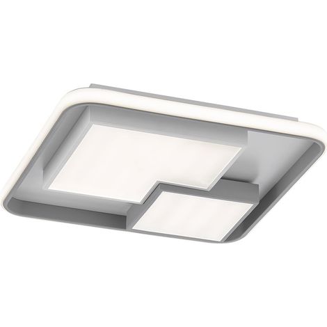 Plafoniera dimmerabile tramite interruttore bianco grigio LED plafoniera soggiorno, metallo plastica, 40.5W 2600lm, LxPxH 50x50x8.5 cm, WOFI 11610 (1/5)