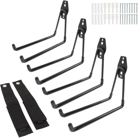 4 Crochets de garage pour rangement mural, support de suspension avec 2 rallonges, organiseur d'atelier solide, crochets muraux pour outils et câbles, lot de 4 pièces (1/5)