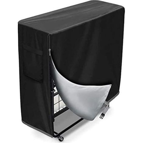 Storage cover for folding bed, protective cover, with zipper, waterproof and dustproof, black (84 x 33 x 107 cm) (1/5)