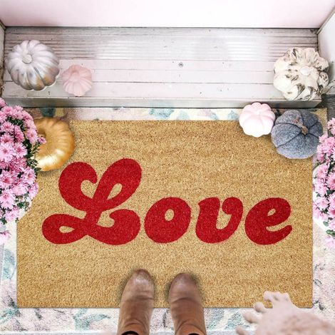Tapis De Porte - Tapis Antidérapant Intérieur Extérieur - Motif Saint-Valentin - 40 x 60 cm - Polyester (1/4)