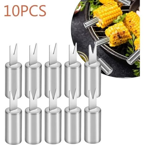 Ensemble de 10 pièces en acier inoxydable comprenant des pinces à maïs, des pinces à épis de maïs, des fourchettes à barbecue (1/5)