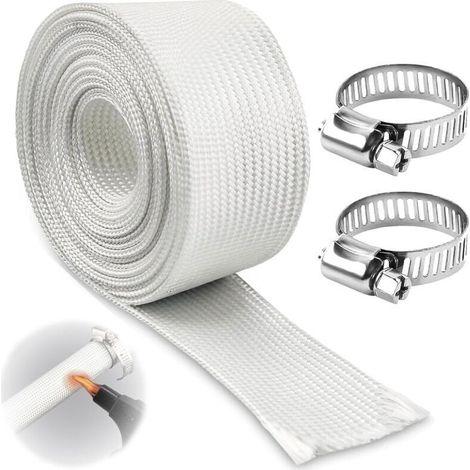 200 cm Tuyau D'échappement Isolé, 25mm Gaine En Fibre De Verre Haute Température, Avec 2 Clips, Tuyau D'échappement De Chauffage De Voiture, Pour Générateur Et Chauffage De Stationnement (1/4)