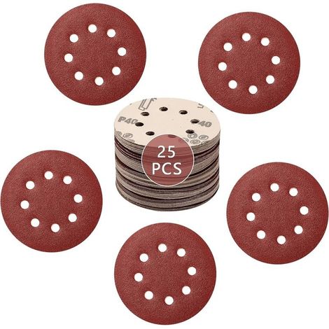 Lot de 25 disques abrasifs 125 mm pour polir le bois et le métal (5 x grain abrasif 600+800/10000/1500/2000). (1/5)