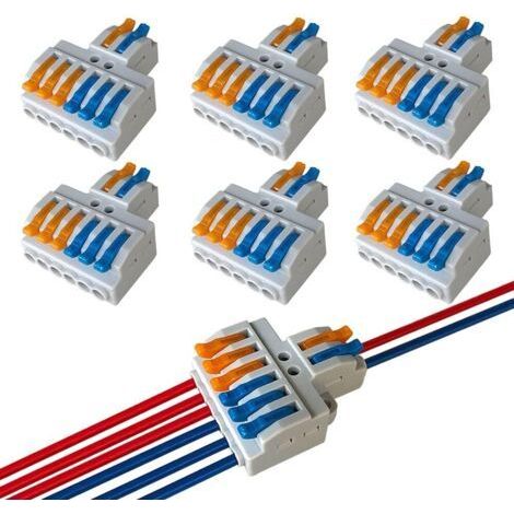 6Pcs Premium KV426 Lever-Nut Wire Connector Set, 2 in 6 Out Conductor Compact Wire Connectors, Compact Connector Spring Terminal Block (1/4)