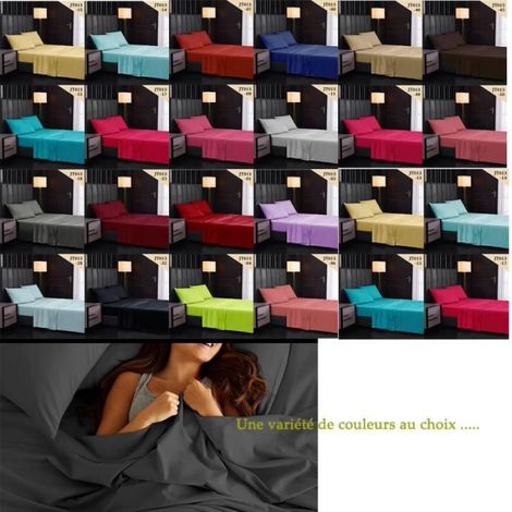 Microfibre Parure de lit - 3 Pièces- 1 Drap Housse 100190+36cm, 1 Drap Plat 167243cm et 1 Taies d'oreiller 50x76cm, 15 (1/4)