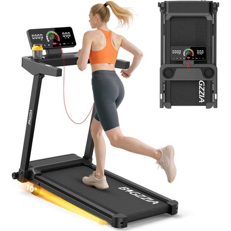 Tapis roulant pieghevole e inclinabile da 3,0 HP – velocità 12 km/h – Inclinazione 10% – 12 programmi di allenamento – Display LED – Cardiofrequenzimetro (1/5)