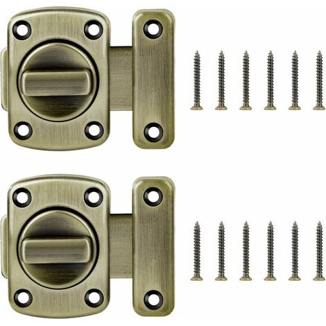Verrou de sécurité en alliage de zinc pour porte battante, avec vis, pour porte de salle de bain ou porte de placard, lot de 2 (bronze vert), 54 x 40 mm