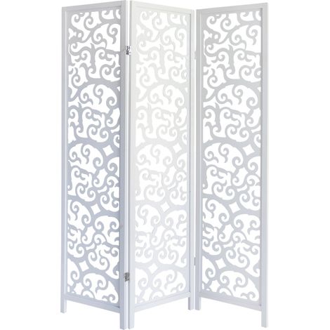 Biombo separador de ambientes diseño árbol 3 paneles en madera blanca 175 x 130 cm PAR06084