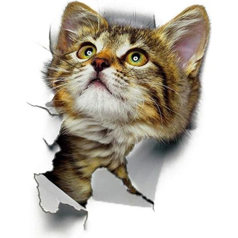 Niedlicher 3D-Katzen-Wandaufkleber für Badezimmer oder Toilettensitz