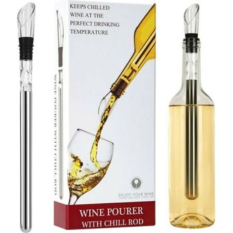 Refroidisseur à vin, refroidisseur de vin avec pot à vin en acier inoxydable et tige de refroidissement, bâtonnet refroidisseur pour bouteille de vin (1/4)