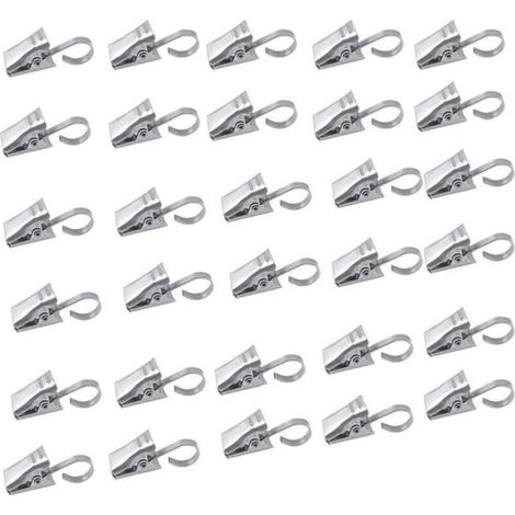 Juego de 50 ganchos de acero inoxidable para cortina de ducha con clips, decoración del hogar, color plata. - Crezuo (1/4)