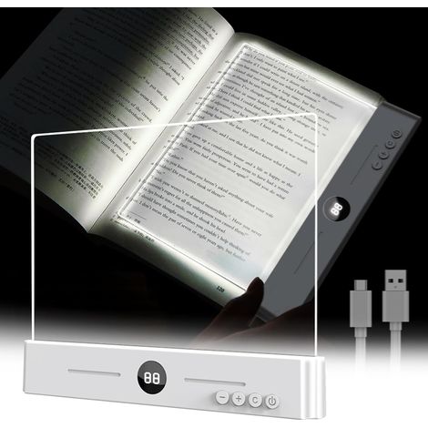 Lampe de Lecture LED Intelligente,Lampe de Lecture Plate,Lumière LED Transparente avec Minuterie et 3 Couleurs,Lampe de Chevet Rechargeable,Veilleuse de Protection des Yeux pour la Lecture Nocturne (1/5)