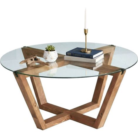 Dmora - Mesa de café Arion, Mesa de centro baja, Revistero para sofá, Estante de la sala de estar, 75x75h35 cm, Nuez, con embalaje reforzado