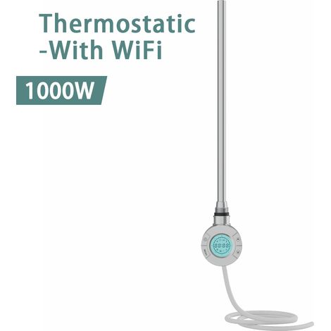 NRG Smart WiFi Thermostatic Electric Heating Element for Heated Towel Rail Radiator 1000W Chrome