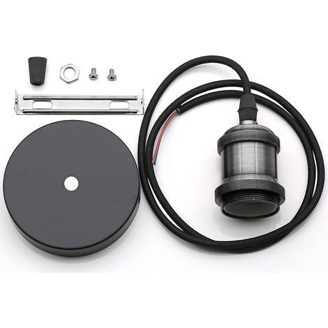Douille E27 Vintage Cable Suspension Luminaire Fixation Plafonnier avec Cable de 100 cm,E27 Edison Douille de Lampe,Suspension Corde Pavillon Luminaire,Industriel Moderne E27 Support de Lampe (1/5)