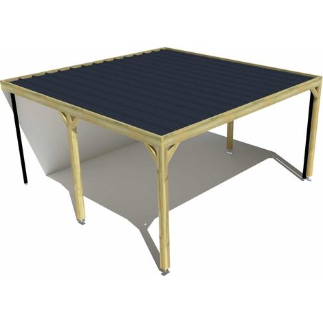 Carport bois • 5m x 5m • adossée • sens largeur • livraison comprise (1/3)