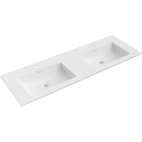 Mexen Otis double vasque encastrée dans le plan 141 x 46,5 cm, blanc mat - 25181401D (1/3)