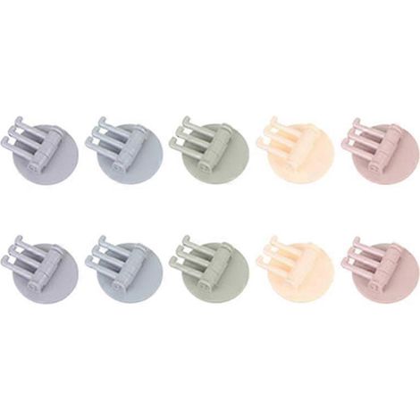 Lot de 10 crochets adhésifs sans couture, rotatifs et robustes, pour cuisine et salle de bain (couleur aléatoire). (1/5)