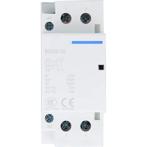 Contacteur AC domestique, 2P 32A Faible consommation d'énergie Contacteur AC domestique Rail DIN 2NO 50/60HZ(24V) (1/5)