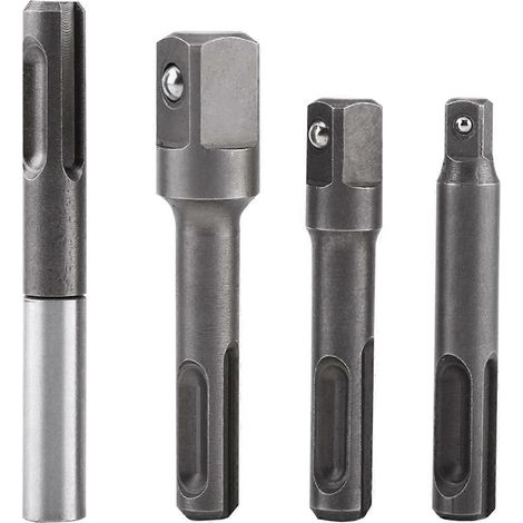 Adaptateur pour douille hexagonale SDS Plus vers douille hexagonale 1/4" et rallonge pour foret carré 1/4", 3/8" et 1/2". (1/4)