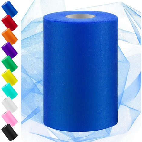 Rollo de tul azul marino de 15,2 cm x 91,4 m, de poliéster, ideal para manualidades, decoración de fiestas y bricolaje. (1/5)